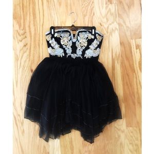 Black Embroidered Free People Mini Dress
